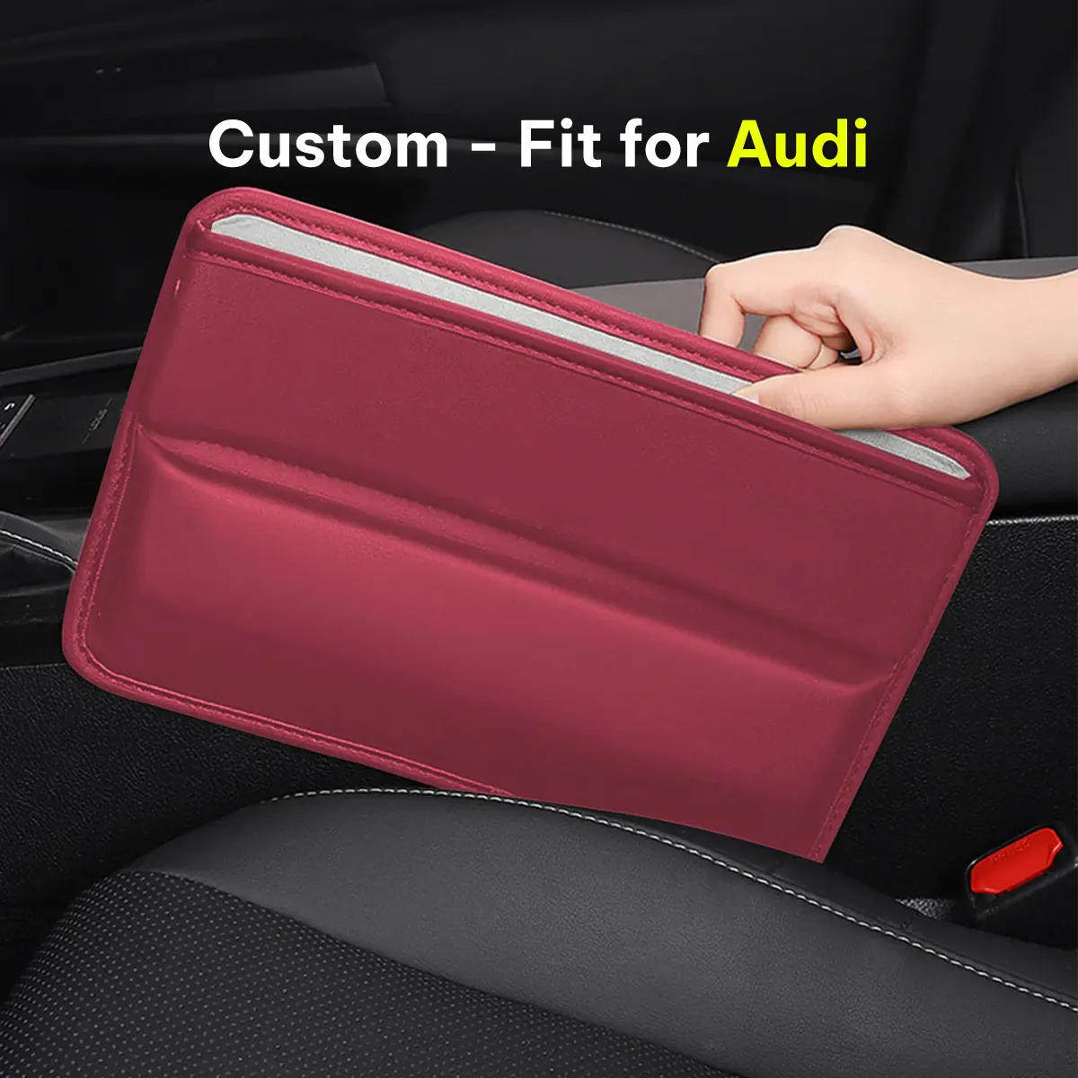Car Seat Gap Filler Organizer, Custom-Fit For Car, Multifunctional PU Leather Console Side Pocket Organizer for Cellphones, Cards, Wallets, Keys WARA226