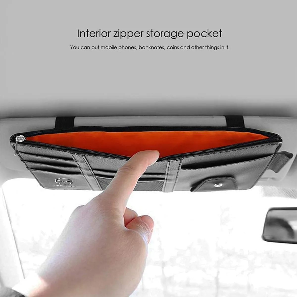 Car Sun Visor Organizer - Auto Interior Accessories Pocket Organizer, Insurance and Registration Wallet Storage Pouch for Cars - Cards, Pens, Sunglasses and Document Holder