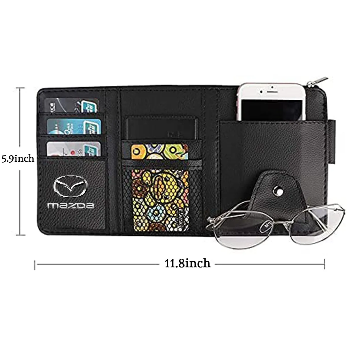 Car Sun Visor Organizer - Auto Interior Accessories Pocket Organizer, Insurance and Registration Wallet Storage Pouch for Cars - Cards, Pens, Sunglasses and Document Holder
