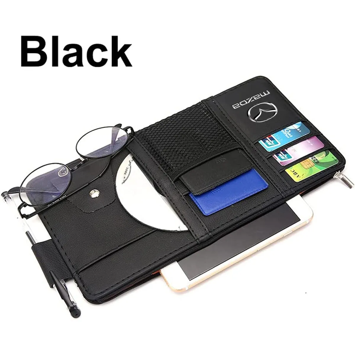 Car Sun Visor Organizer - Auto Interior Accessories Pocket Organizer, Insurance and Registration Wallet Storage Pouch for Cars - Cards, Pens, Sunglasses and Document Holder