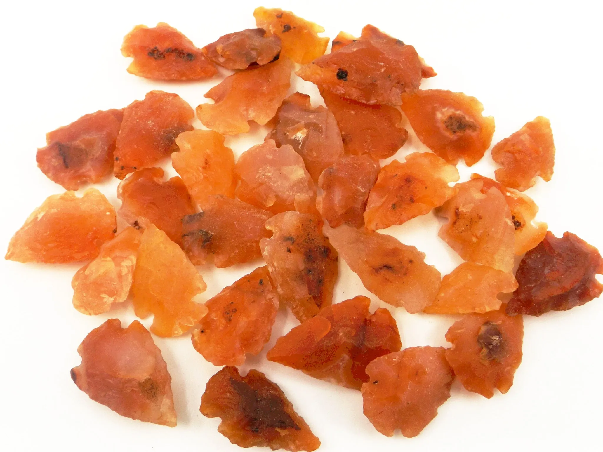 Carnelian carved arrowheads | 10pcs