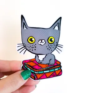 CAT ON A QUILT sticker