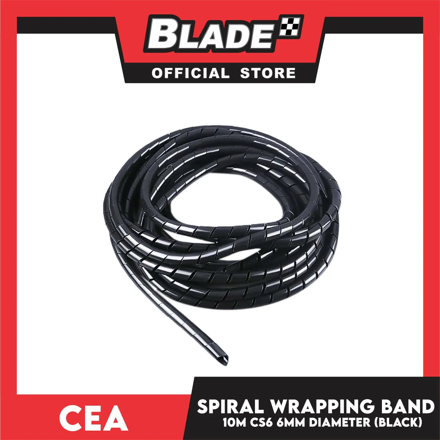Cea 10meters Spiral Wrapping Band 6mm Diameter (Black) CS6