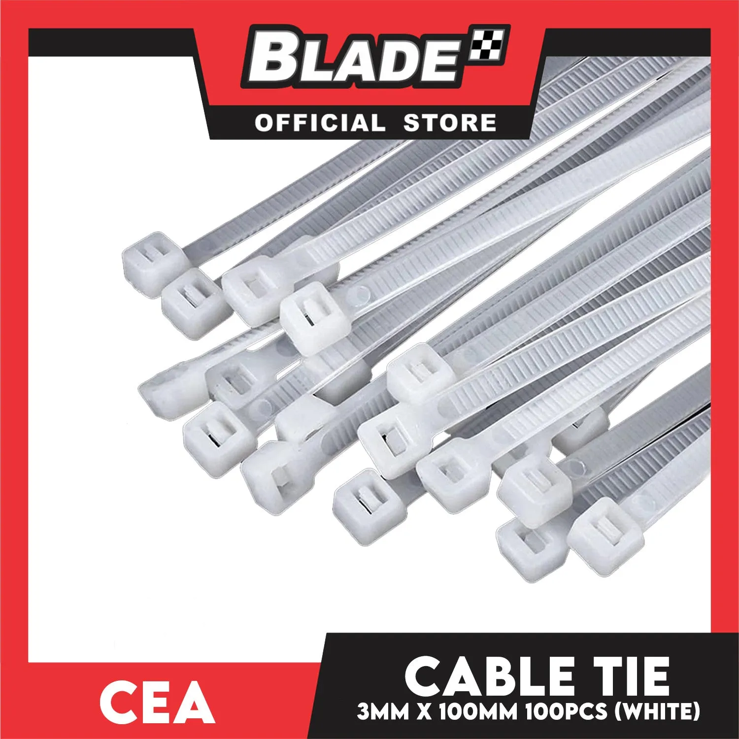 Cea Nylon Cable Tie 4 inches White (3mm x 100mm) 100pcs/Bag