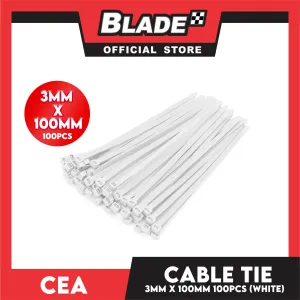 Cea Nylon Cable Tie 4 inches White (3mm x 100mm) 100pcs/Bag