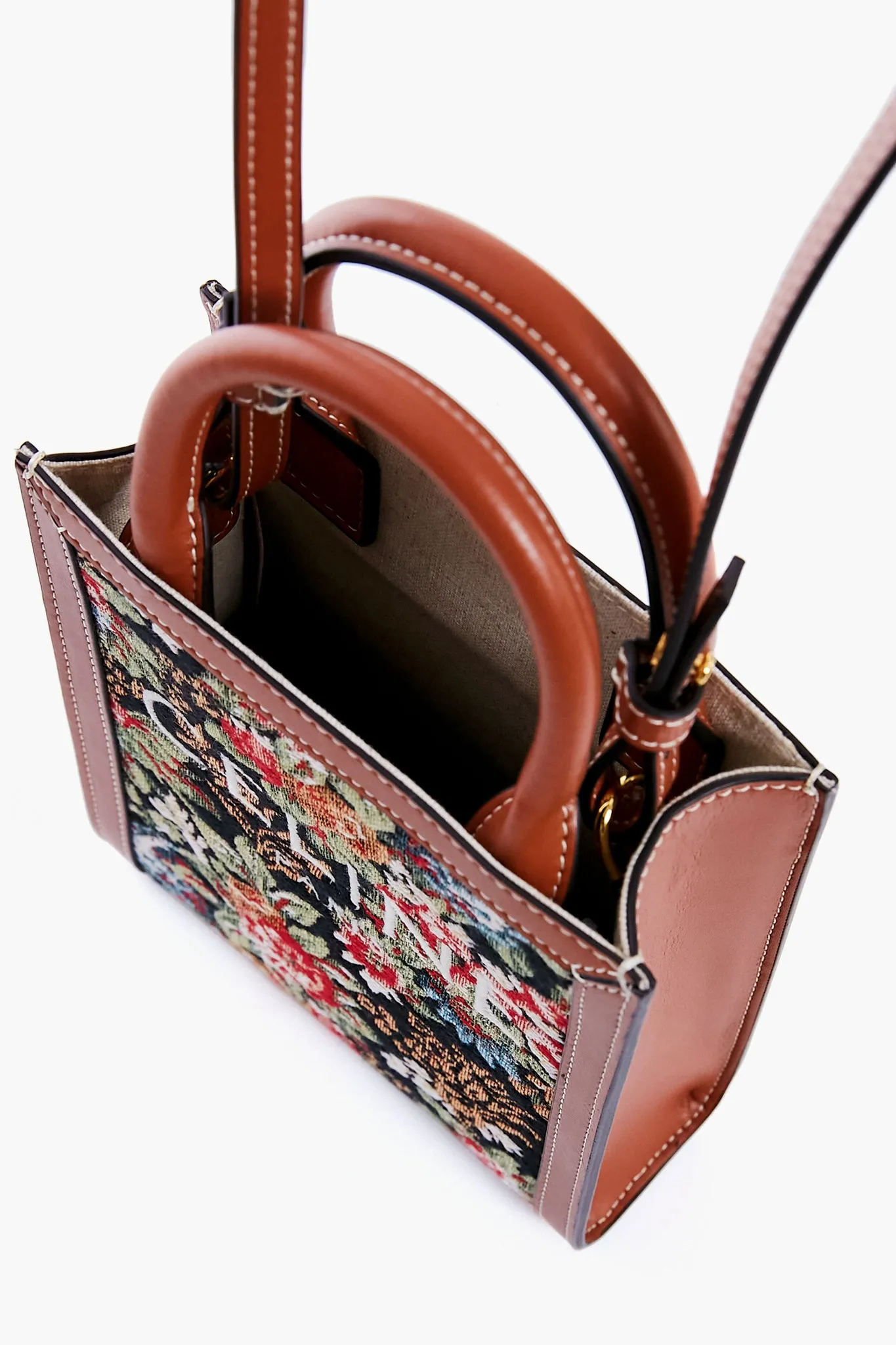 Celine Small Vertical Cabas Tote in Printed Canvas and Calfskin