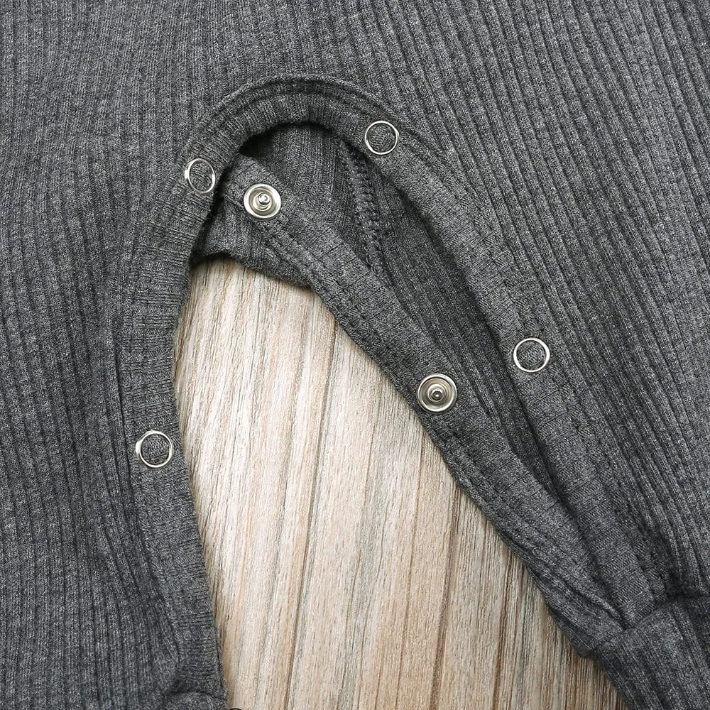Charcoal Henley-Style Sleepsuit