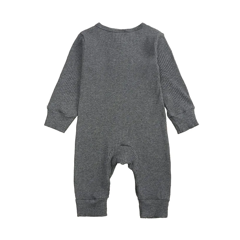 Charcoal Henley-Style Sleepsuit