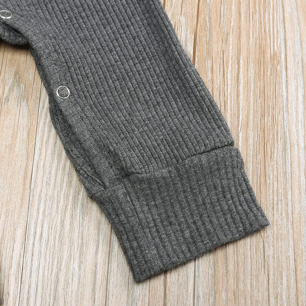 Charcoal Henley-Style Sleepsuit
