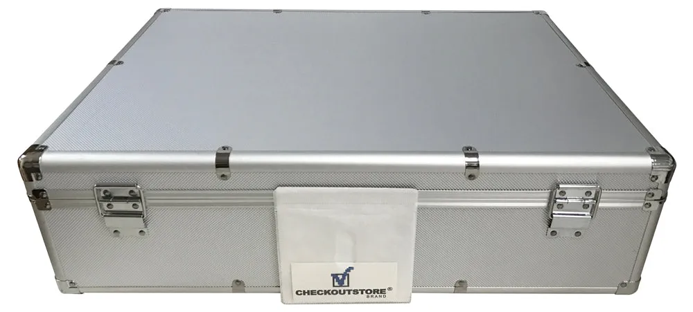 CheckOutStore Aluminum CD/DVD Media Storage Box (Holds Double-sided Plastic Sleeves, CD Jewel Cases & Poly CD Jewel Cases)