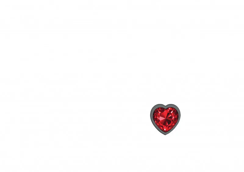 Cheeky Charms - Gunmetal Metal Butt Plug - Heart - Dark Red - Small