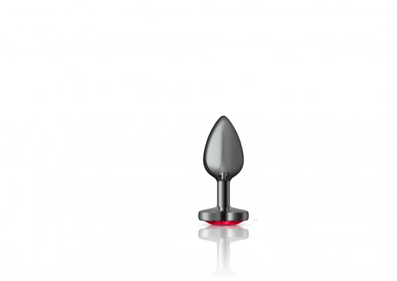 Cheeky Charms - Gunmetal Metal Butt Plug - Heart - Dark Red - Small