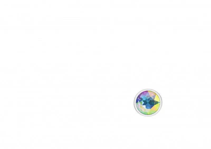 Cheeky Charms - Silver Metal Butt Plug - Round - Clear - Medium