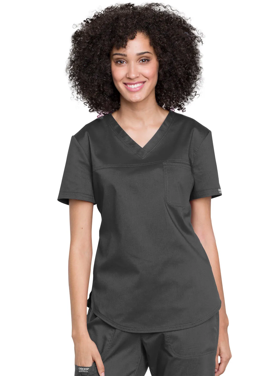 CHEROKEE REVOLUTION WOMEN'S TUCKABLE  1 POCKET V-NECK TOP