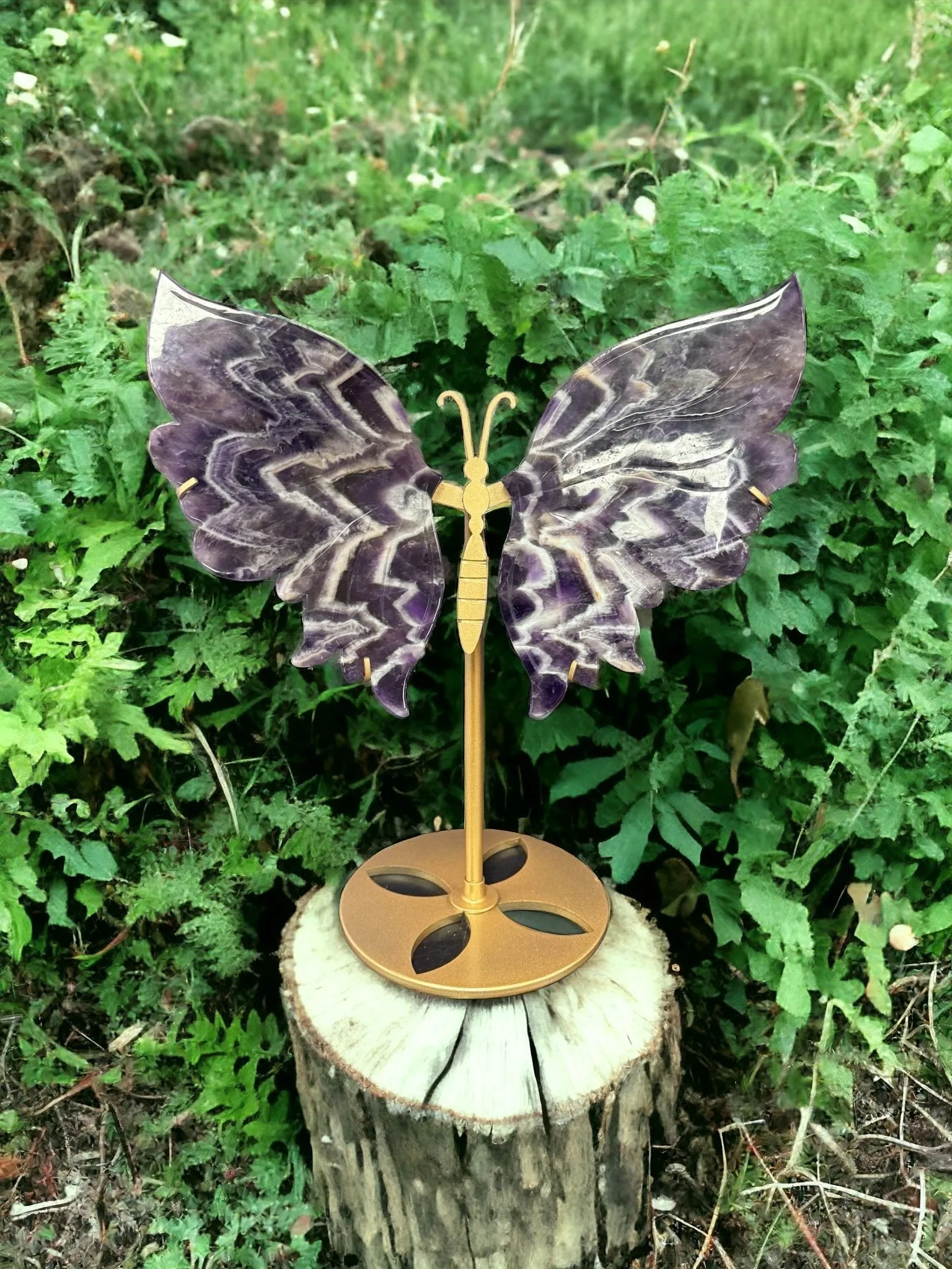 Chevron Amethyst Crystal Butterfly Wings  Dream Amethyst Crystal Wings Purple Crystals Sculpture