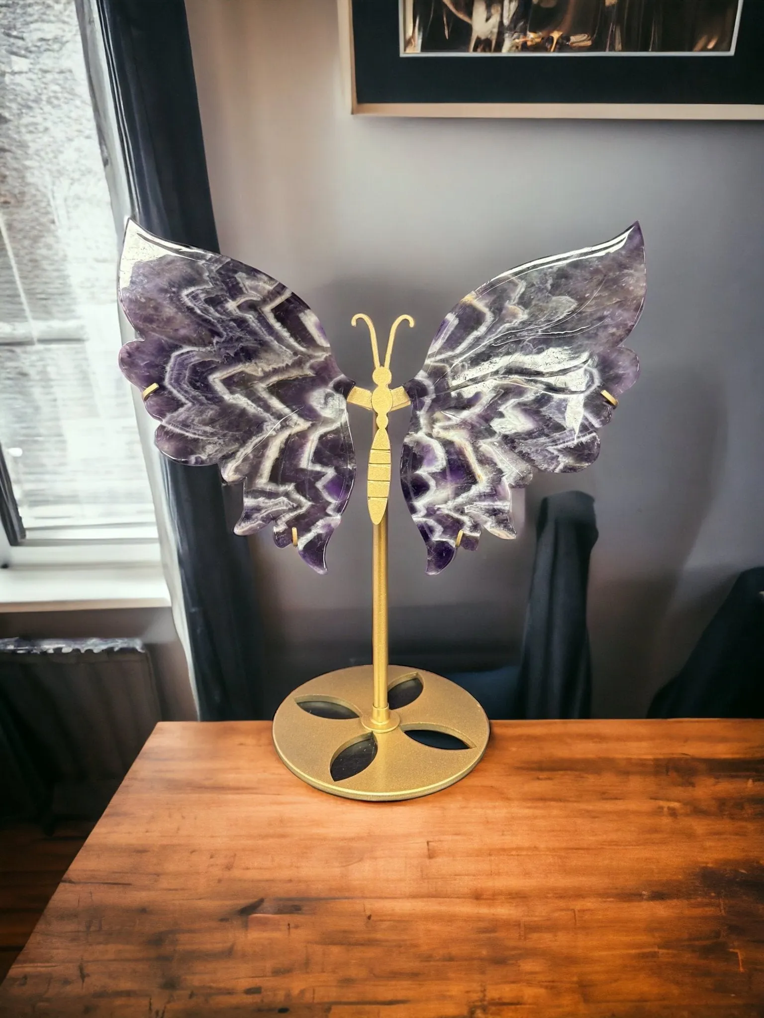 Chevron Amethyst Crystal Butterfly Wings  Dream Amethyst Crystal Wings Purple Crystals Sculpture