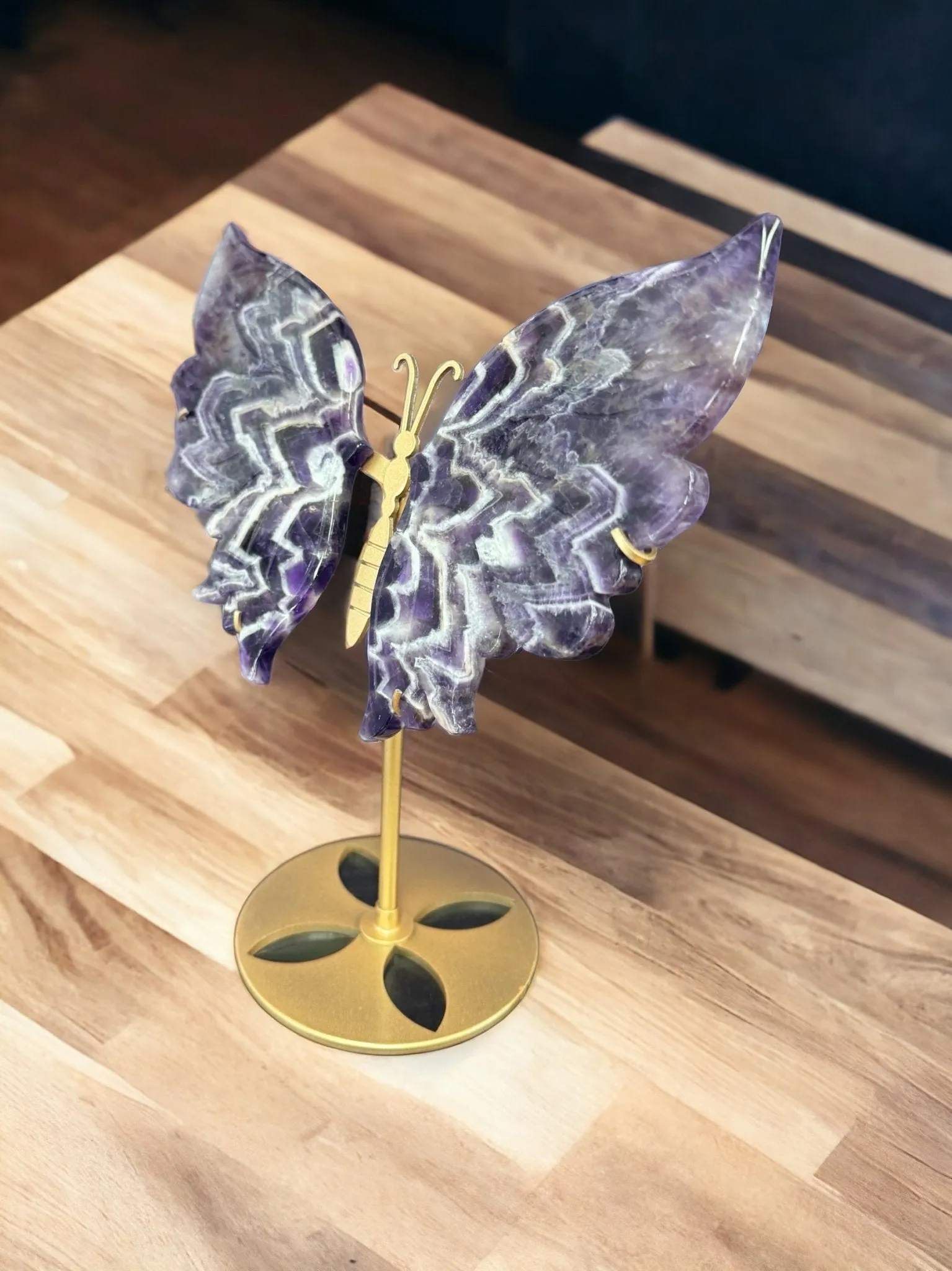 Chevron Amethyst Crystal Butterfly Wings  Dream Amethyst Crystal Wings Purple Crystals Sculpture