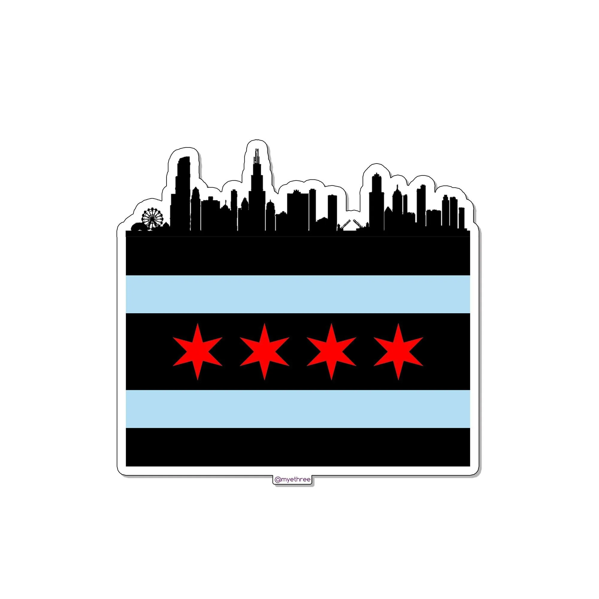 Chicago Skyline Black - Sticker or Magnet