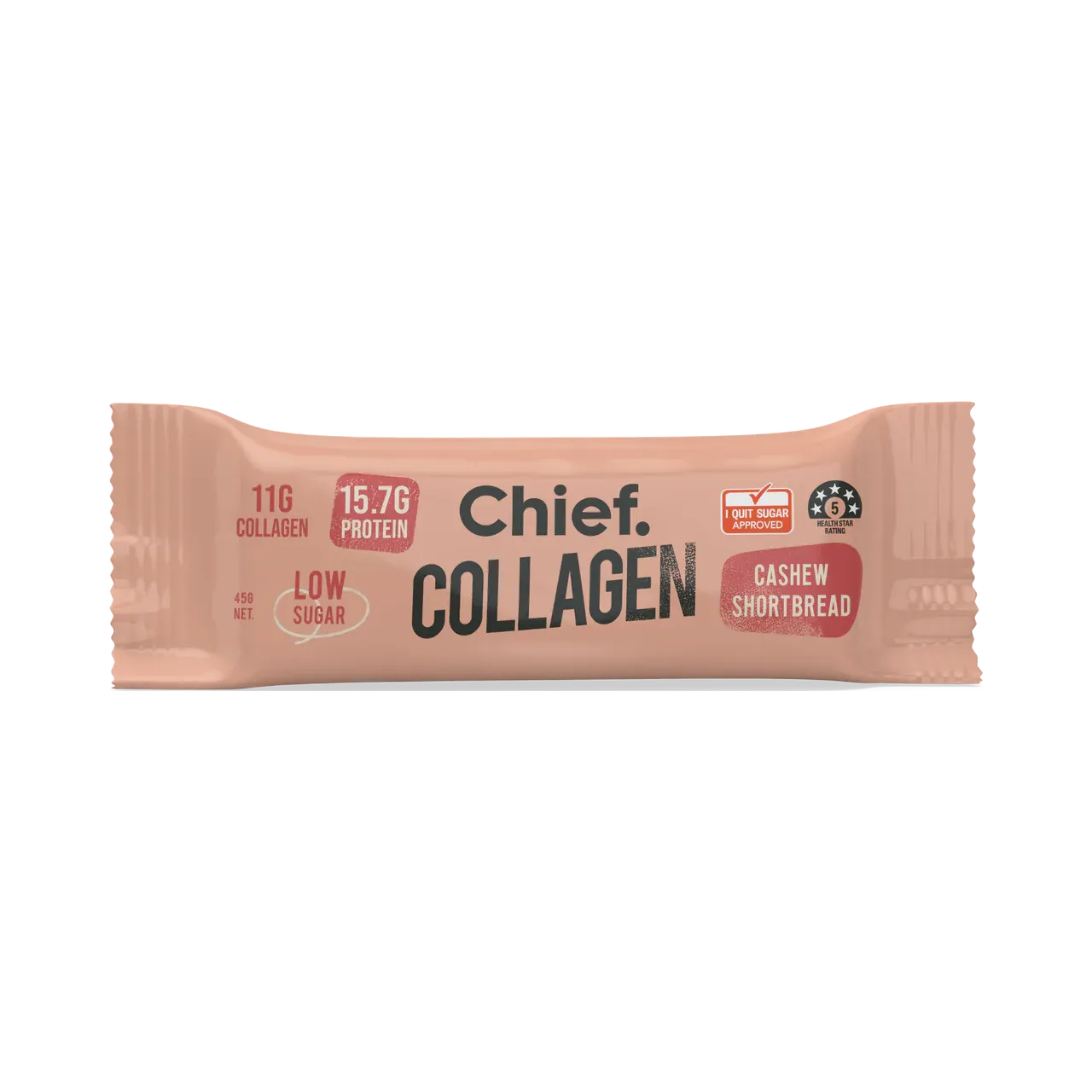 Chief Collagen Cashew Shortbread Protein Bars (12 Bars)