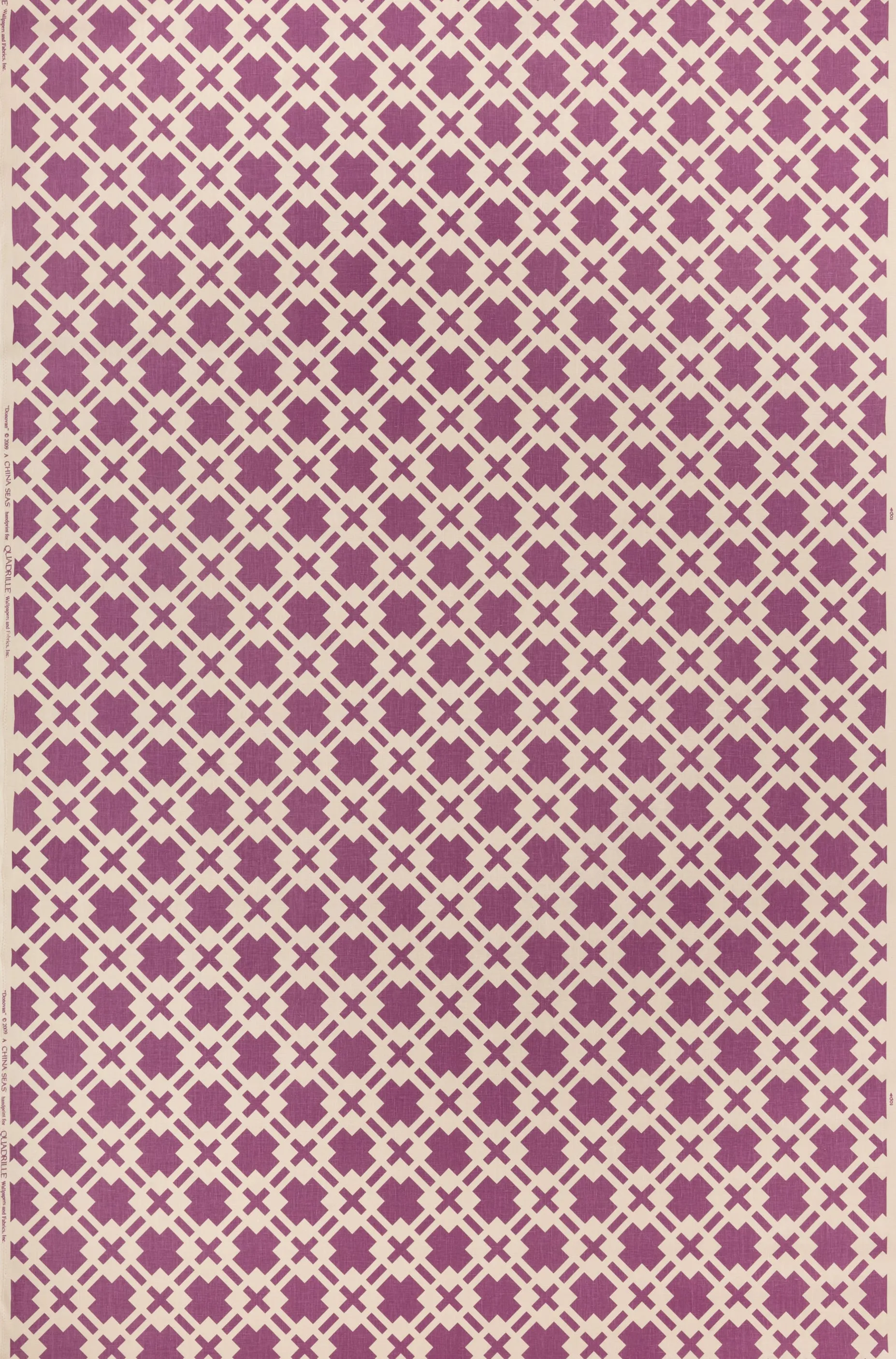 China Seas Fabric: Donovan - Custom Purple on Tan 100% Linen