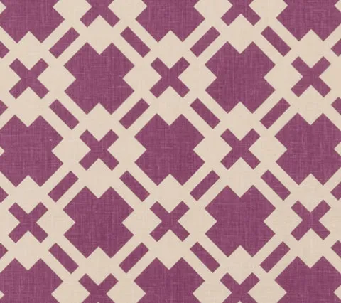 China Seas Fabric: Donovan - Custom Purple on Tan 100% Linen