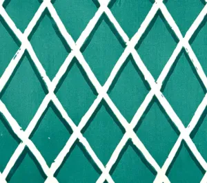 China Seas Fabric: New Diamond Trellis Large Scale - Custom Carriage Green on Tinted Cotton Sateen