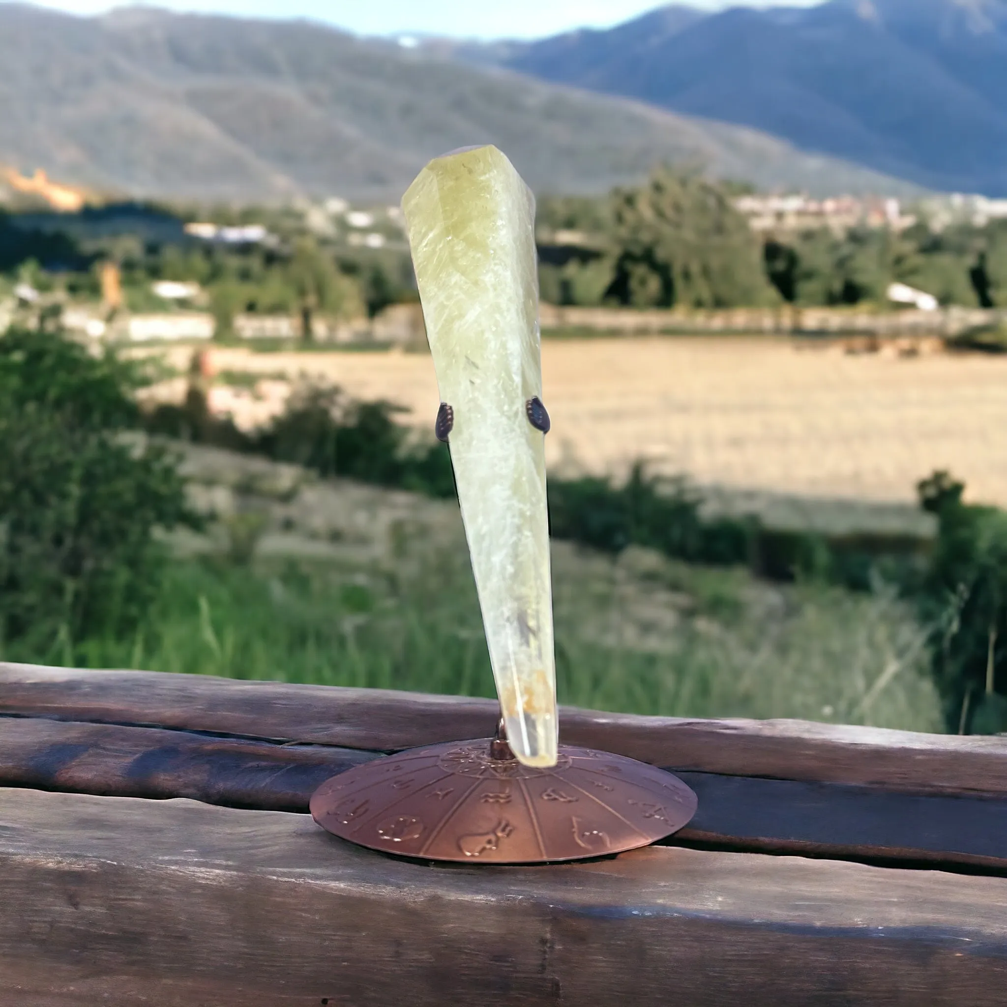Citrine Crystal Scepter with Zodiac Stand
