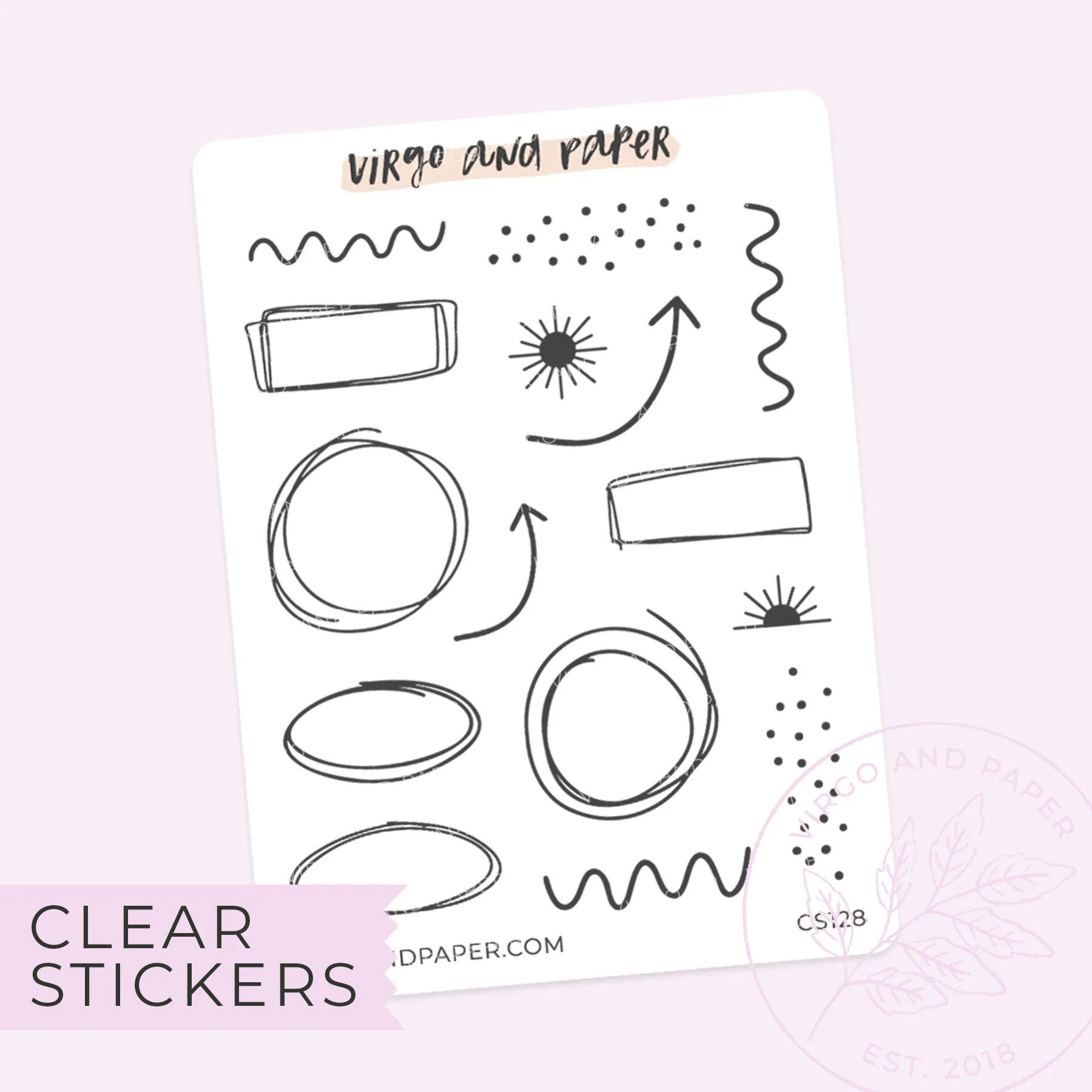 Clear Accent Doodle Stickers - Neutral