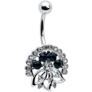 Clear Blue Gem Abstract Arch Belly Ring