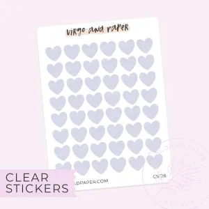 Clear Heart Stickers in Lavender