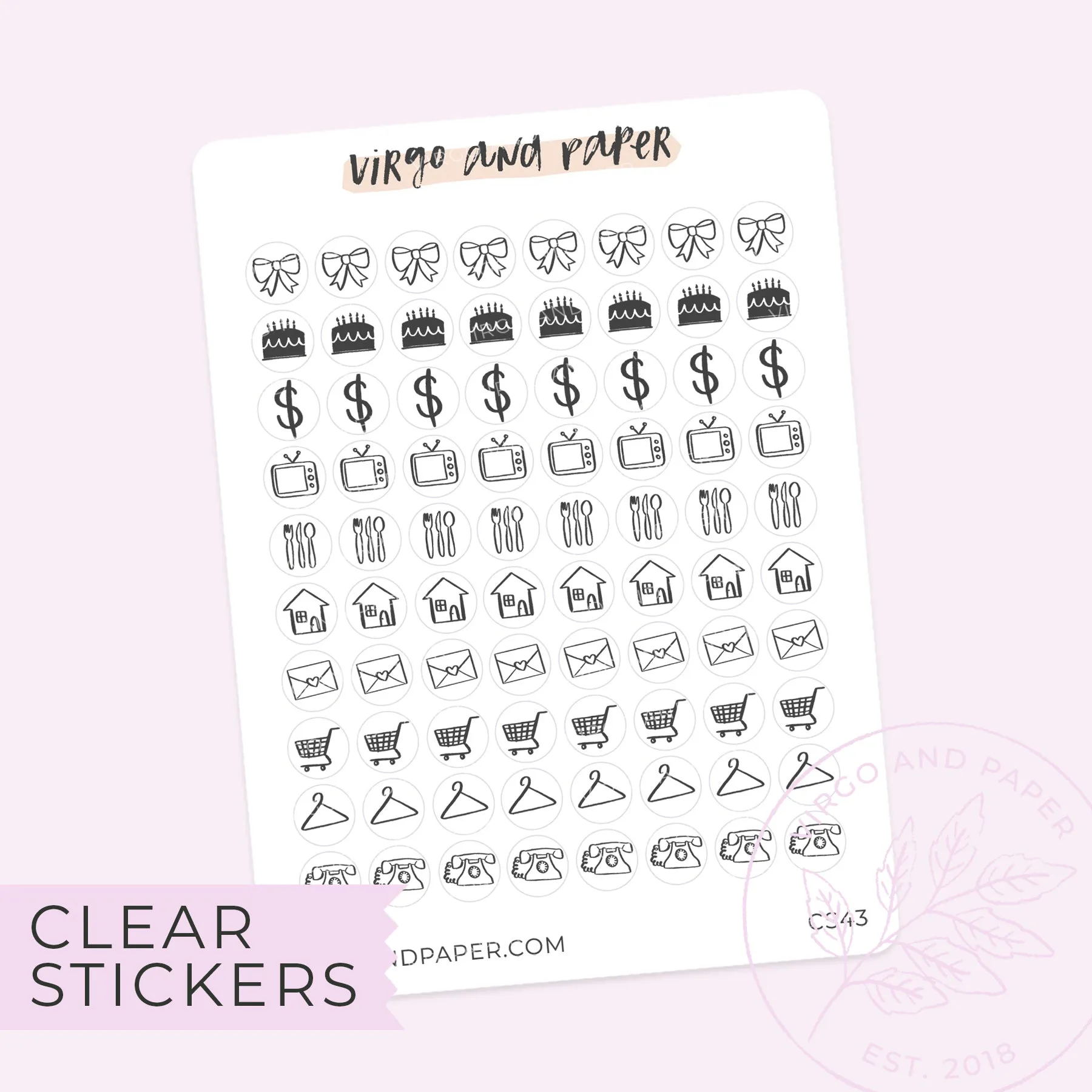 Clear Mini Icon Stickers
