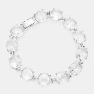 Clear Round Stone Link Pageant Bracelet | Evening Bracelet | 591627