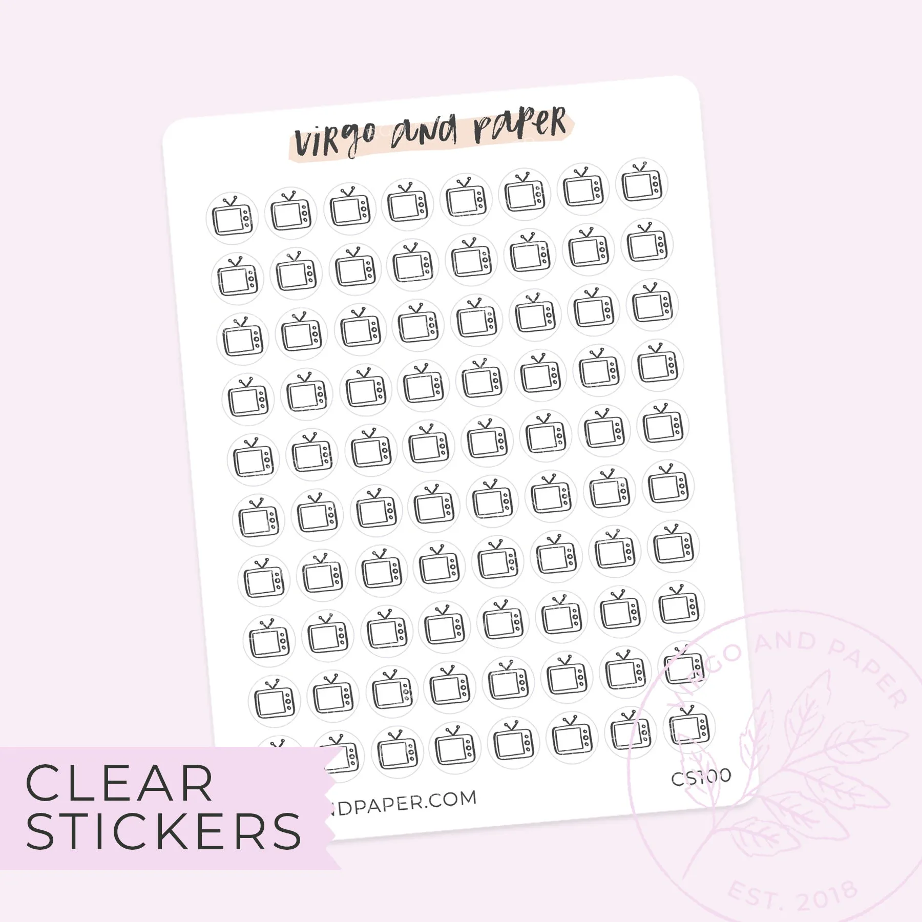Clear TV Icon Stickers