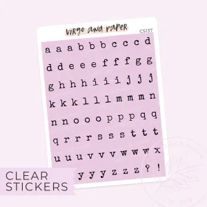 Clear Typewriter Alphabet Stickers - Orchid