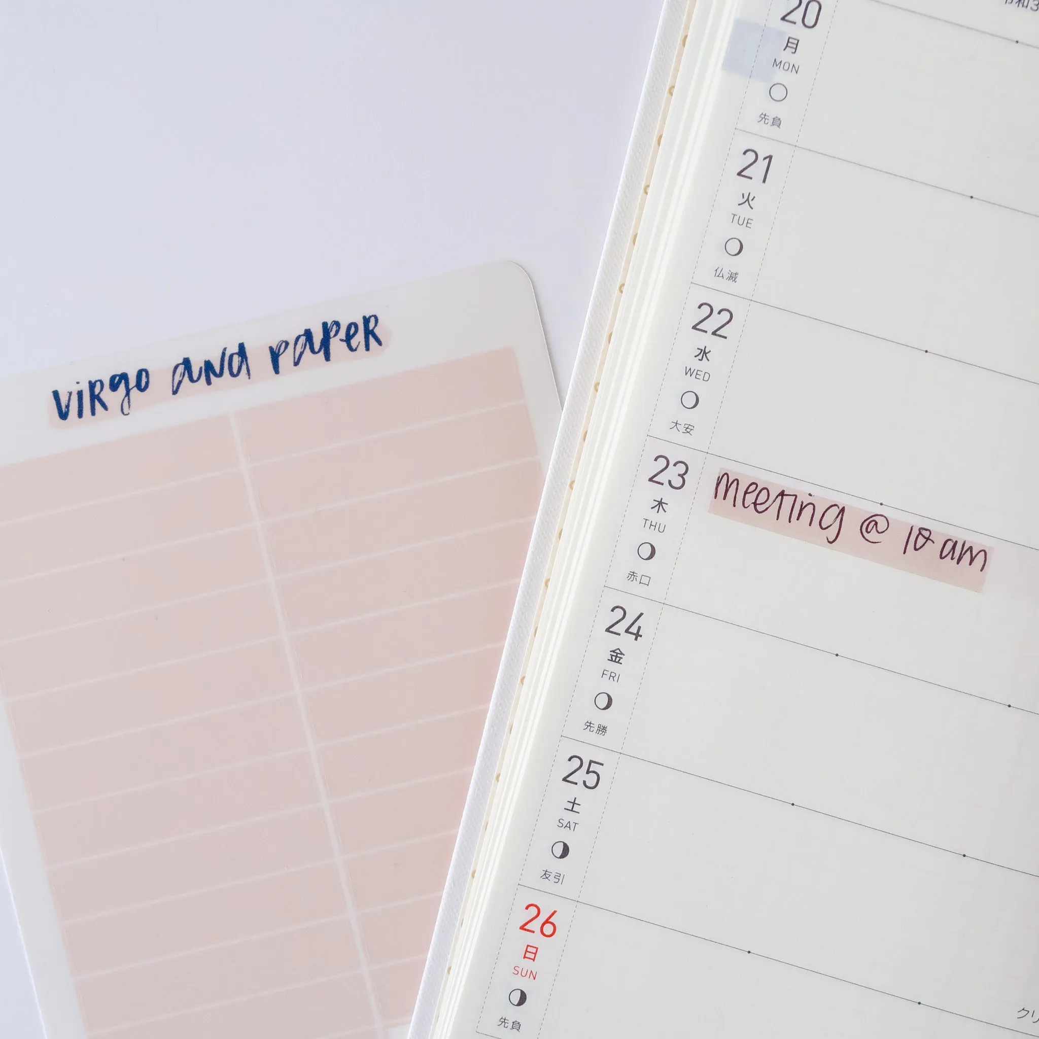 Clear Washi 1.5" Strip Stickers in Blush Pink