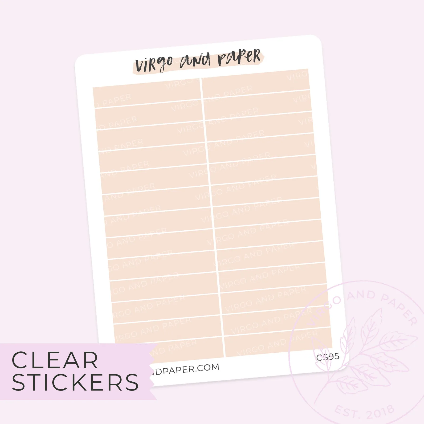 Clear Washi 1.5" Strip Stickers in Blush Pink