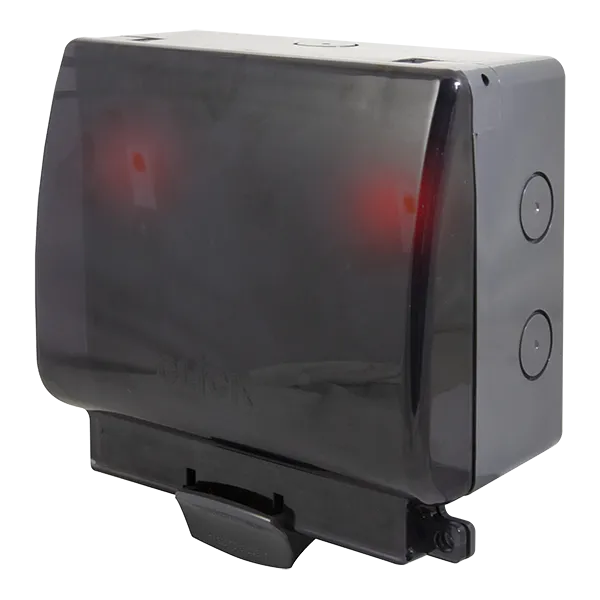 Click OA840T Weatherproof IP66 2G 13A DP Switched Socket   Neon (Semi-Transparent Lid)