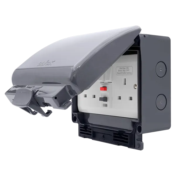 Click OARCDP036 Weatherproof IP66 2G 13A Type A Passive RCD Switched Socket