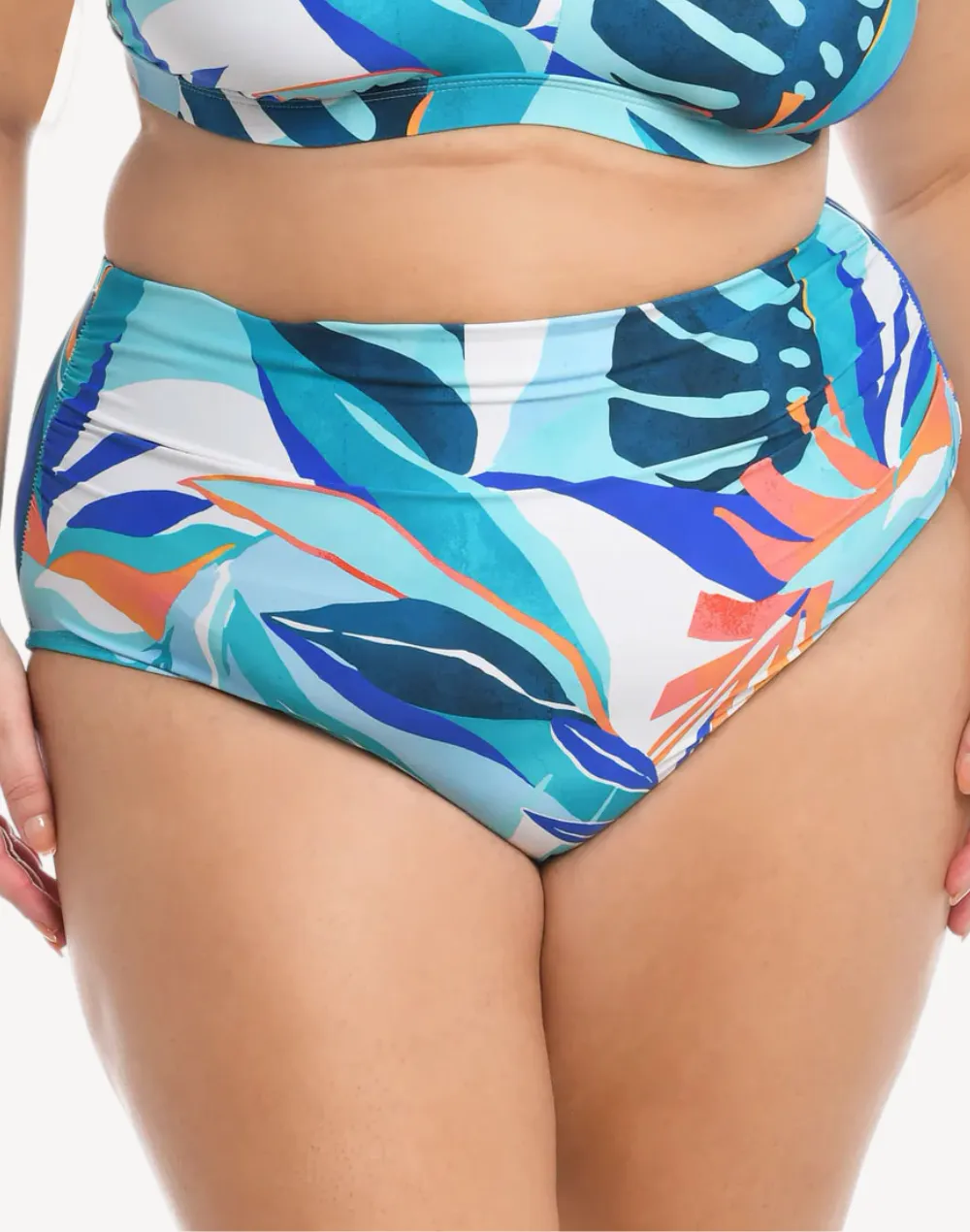 Coastal Palms High Waist Plus Size Bikini Bottom