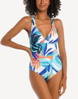 Coastal Palms Macrame Back One Piece