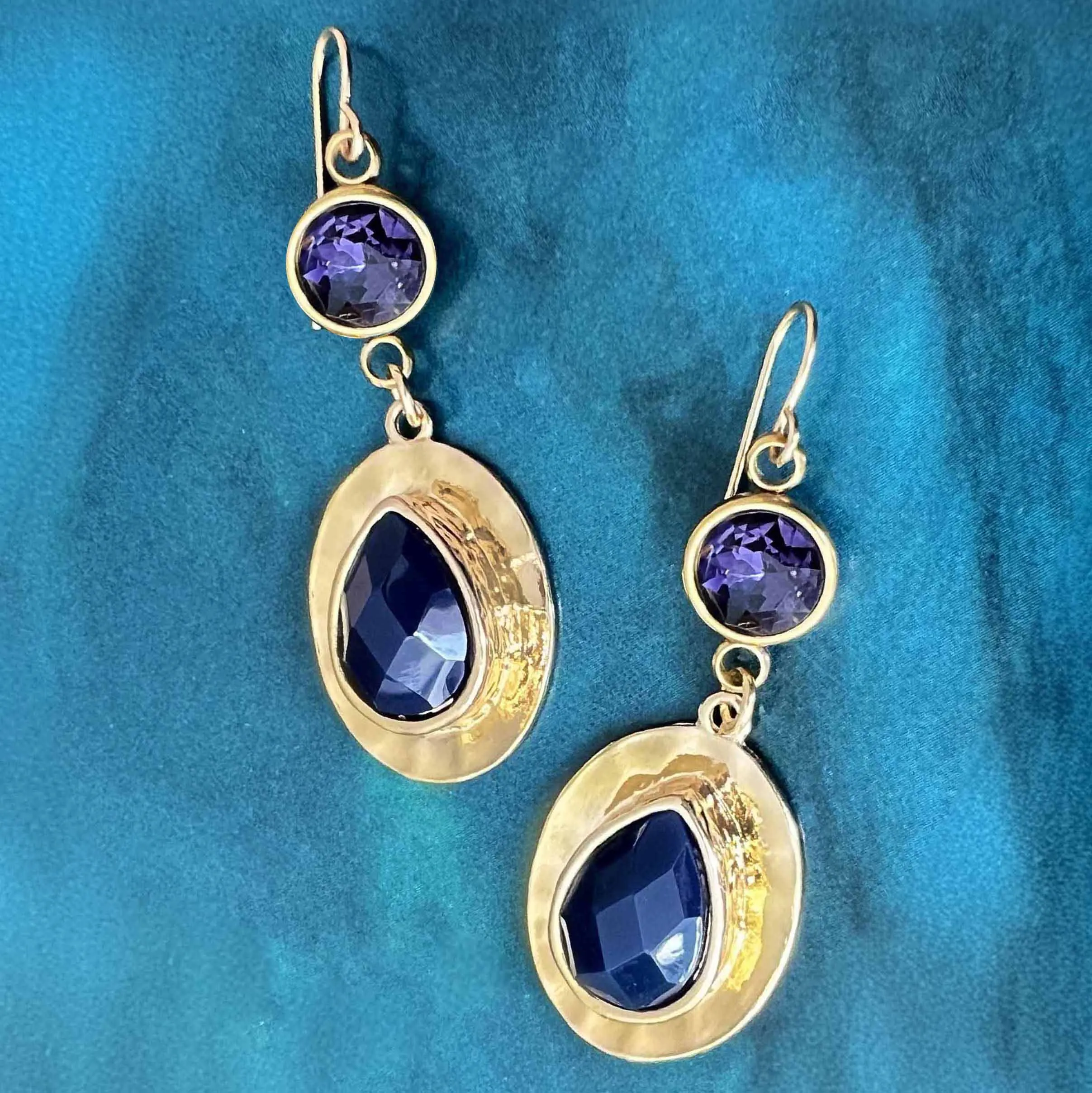 cobalt &  tanzanite double drops