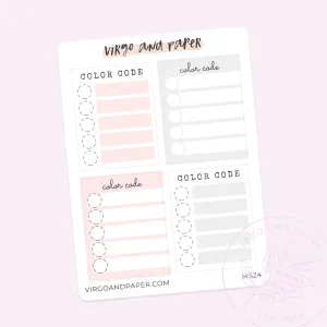 Color Code Key Full Box Stickers