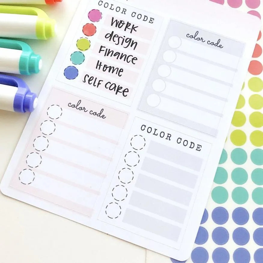 Color Code Key Full Box Stickers