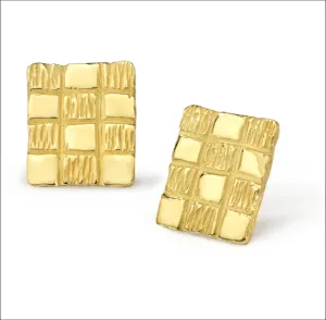 Contrasto E2 | 18K Gold Geometric Earrings | Handmade in Italy | Via Orefici