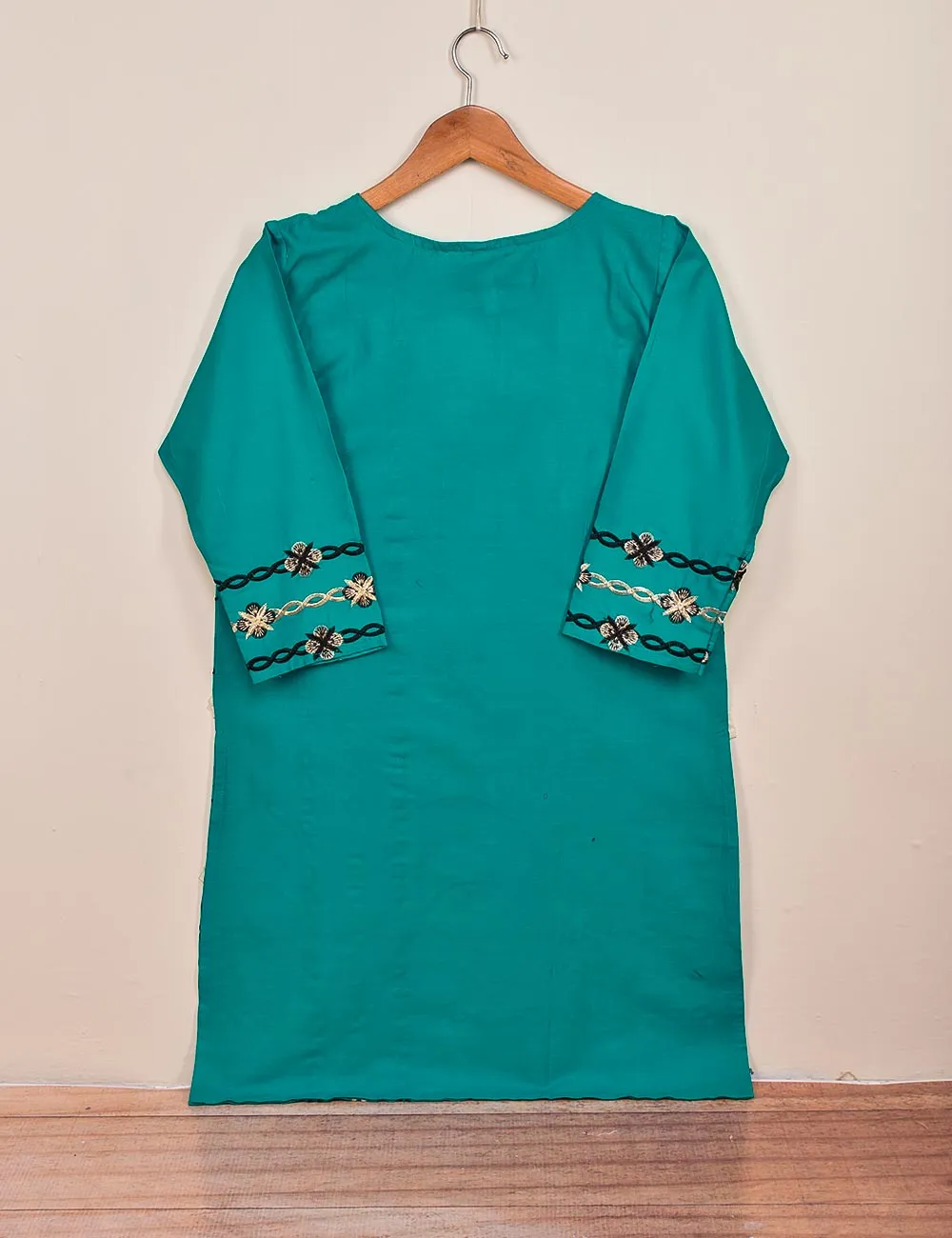 Cotton Embroidered Stitched Kurti - Semisonic-(T20-030C-Turquoise)
