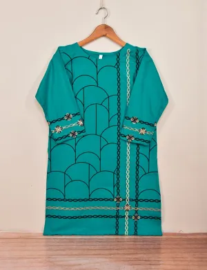 Cotton Embroidered Stitched Kurti - Semisonic-(T20-030C-Turquoise)