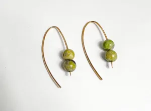 Crysophrase Green Limestone Brass Earrings