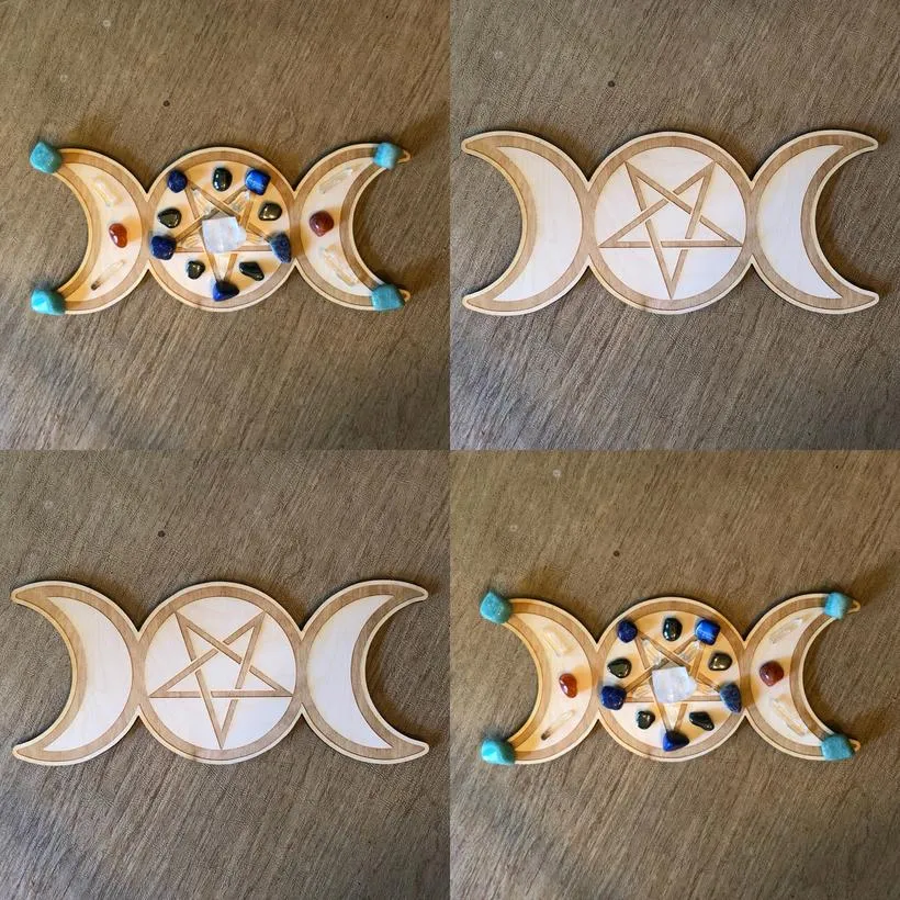 Crystal Grid - 6" - Triple Moon/Pentagram