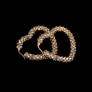 Crystal Mesh Small Heart Hoop Earring