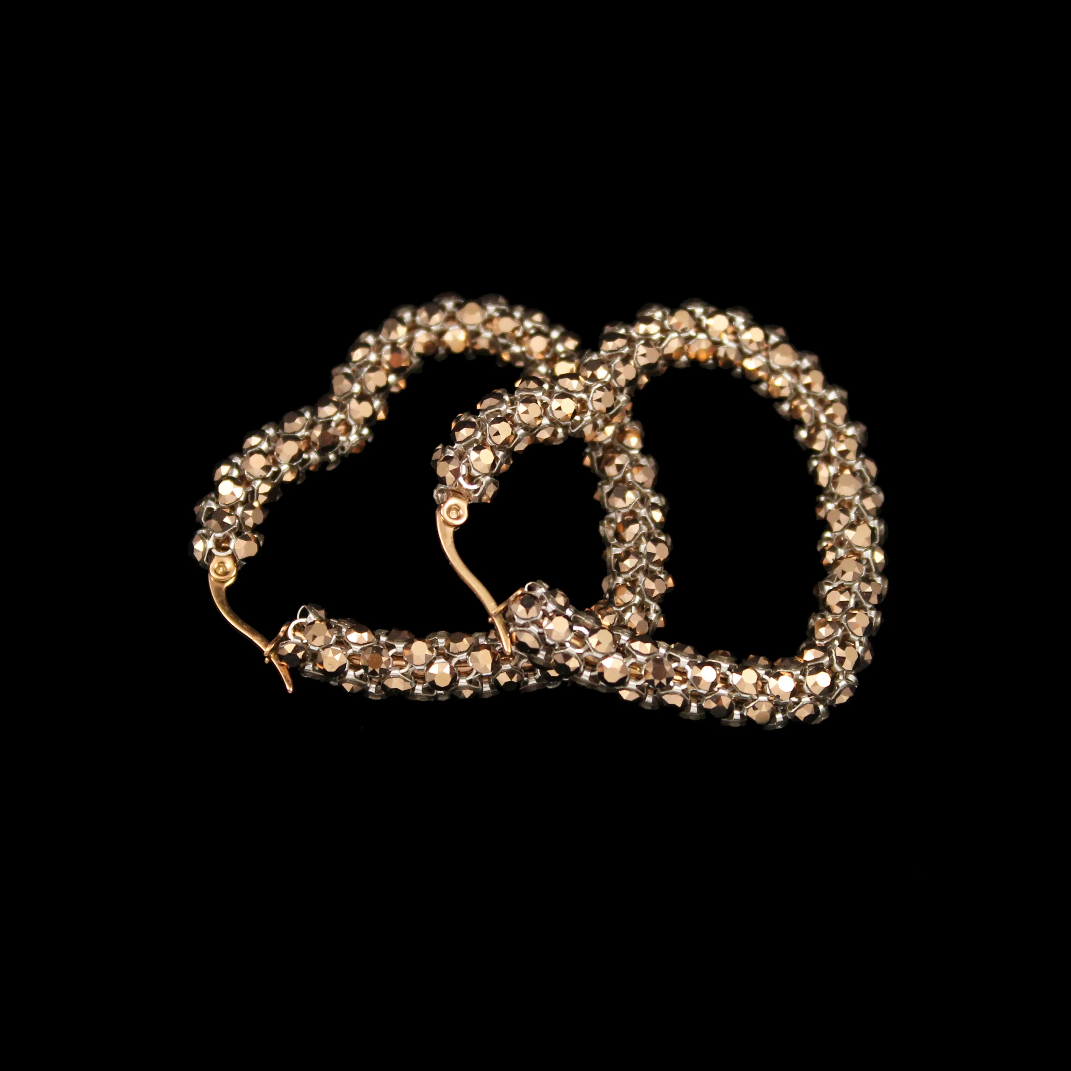 Crystal Mesh Small Heart Hoop Earring